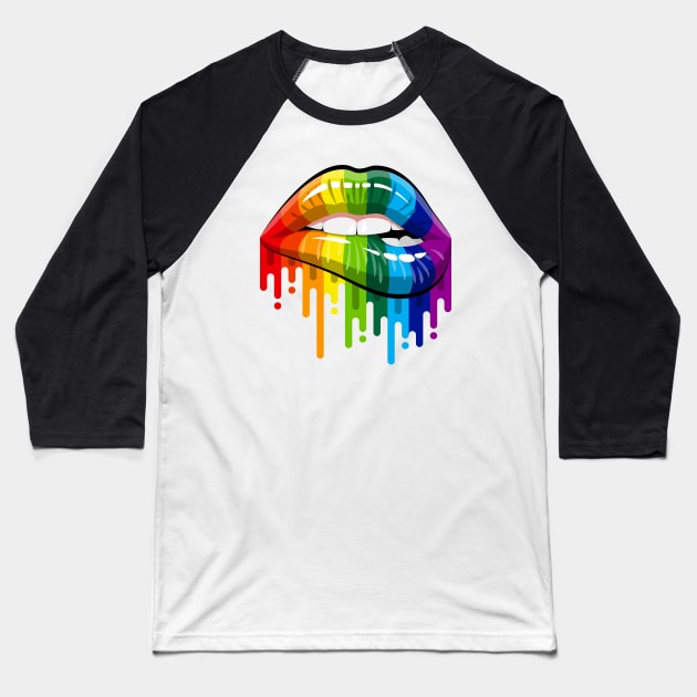 Rocky Horror Gay Lips! - PRIDE Baseball T-Shirt by westcub86